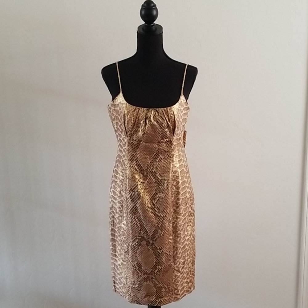 Tracy Reese Gold Snake Print Cocktail Dress
